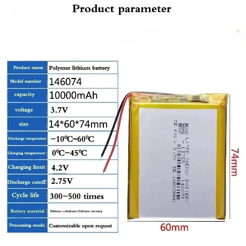 100% 새로운 146074 3.7v 10000mah  - Renewable Energy Technology 리뷰 및 가격