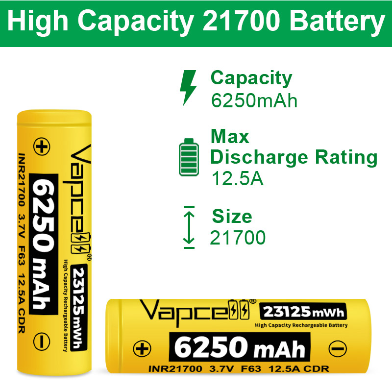 새로운 대용량 21700 배터리 Vapcell F63  - Renewable Energy Technology 리뷰 및 가격